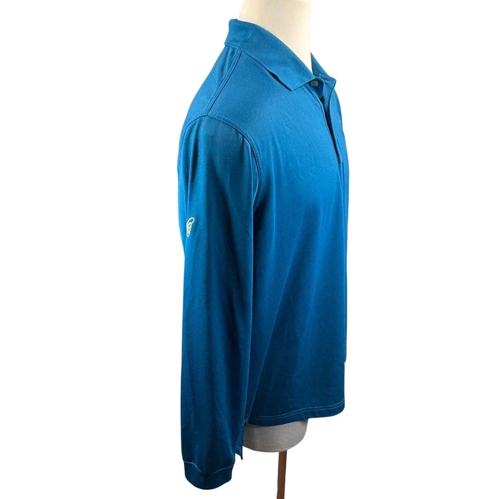 NWOT Adidas Golf Mens Climalite Long Sleeve Polo Shirt Blue Triple Crown CC Lg